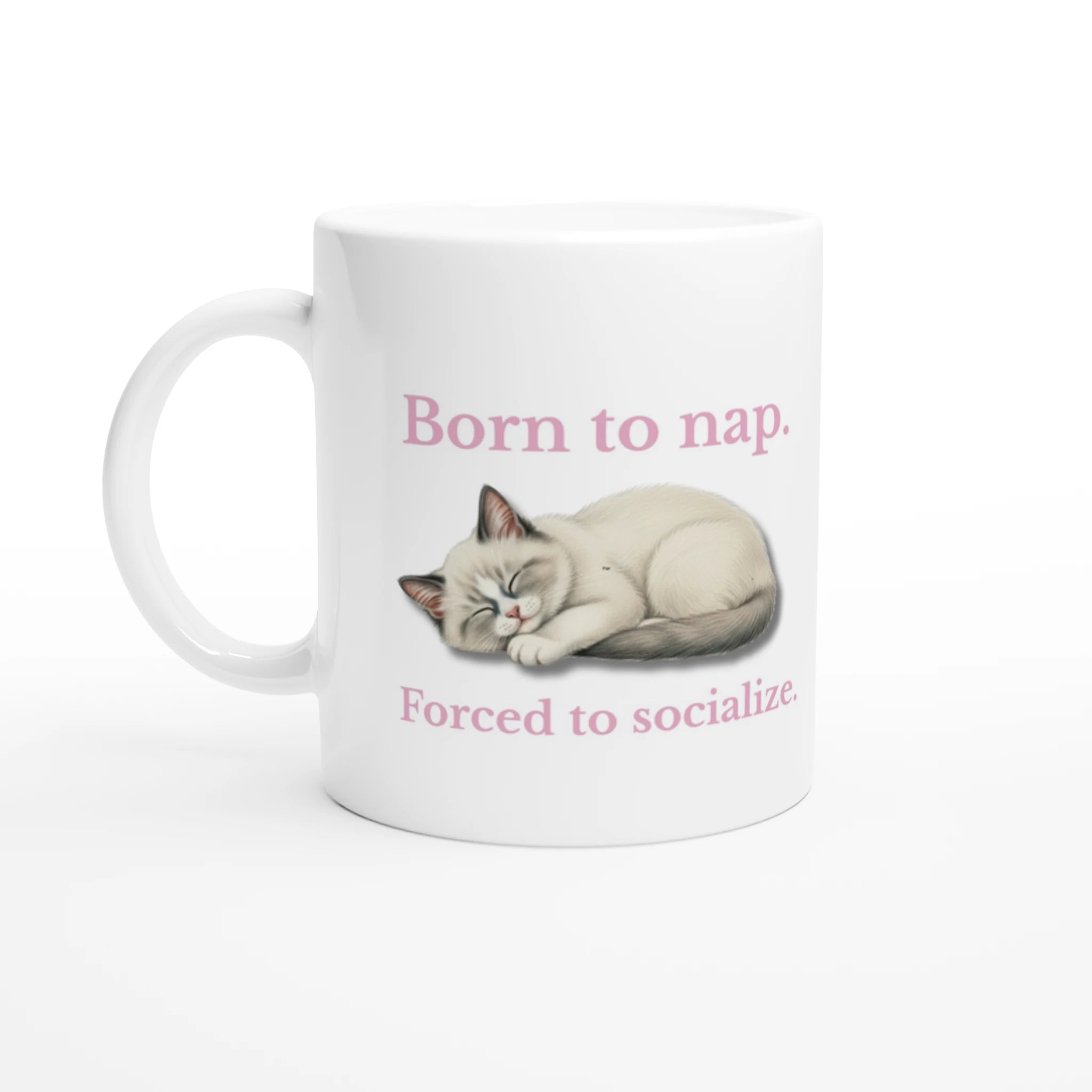 born to nap forced to socialize cat mug – funny premium ceramic cup for cat lovers