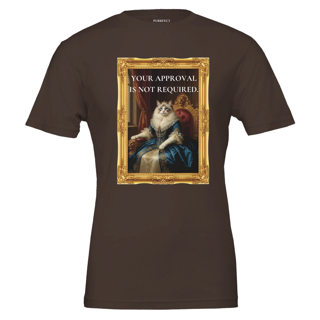 your approval is not required cat t-shirt – minimalist bold cat quote tee for cat lovers