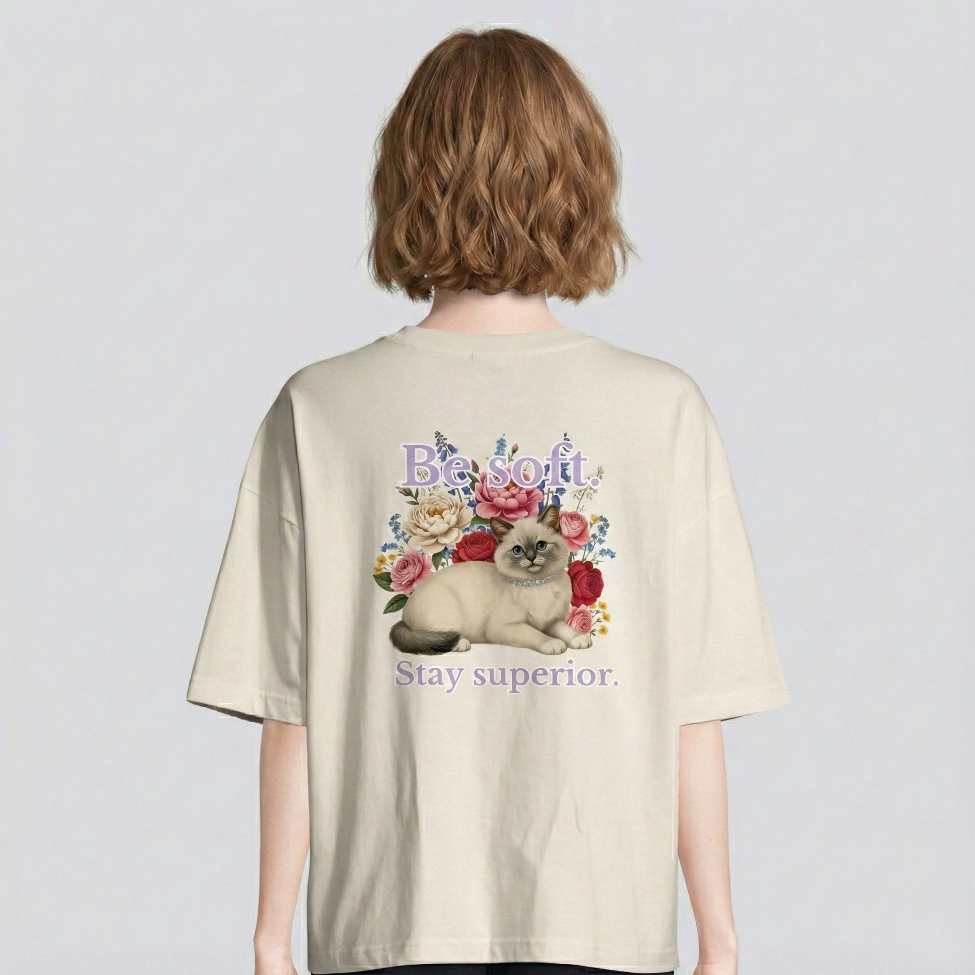 organic oversized be soft stay superior cat t-shirt – aesthetic minimalist cat design for women