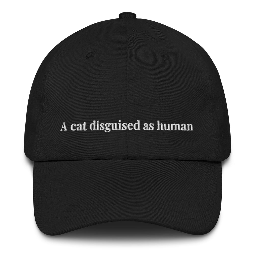at disguised as human embroidered cotton cap – minimalist embroidered cat face hat