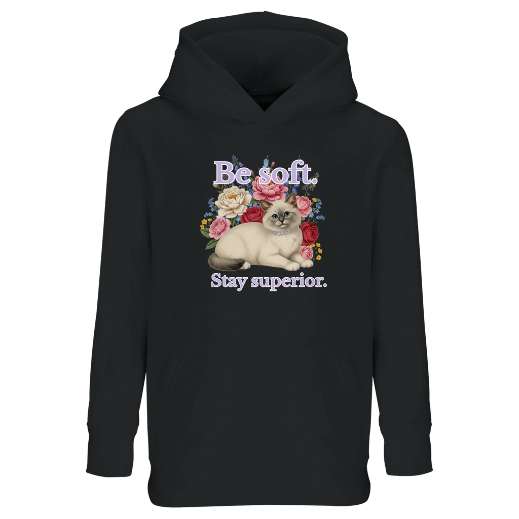kids hoodie with be soft stay superior cat design – cozy children’s cat lover sweatshirt