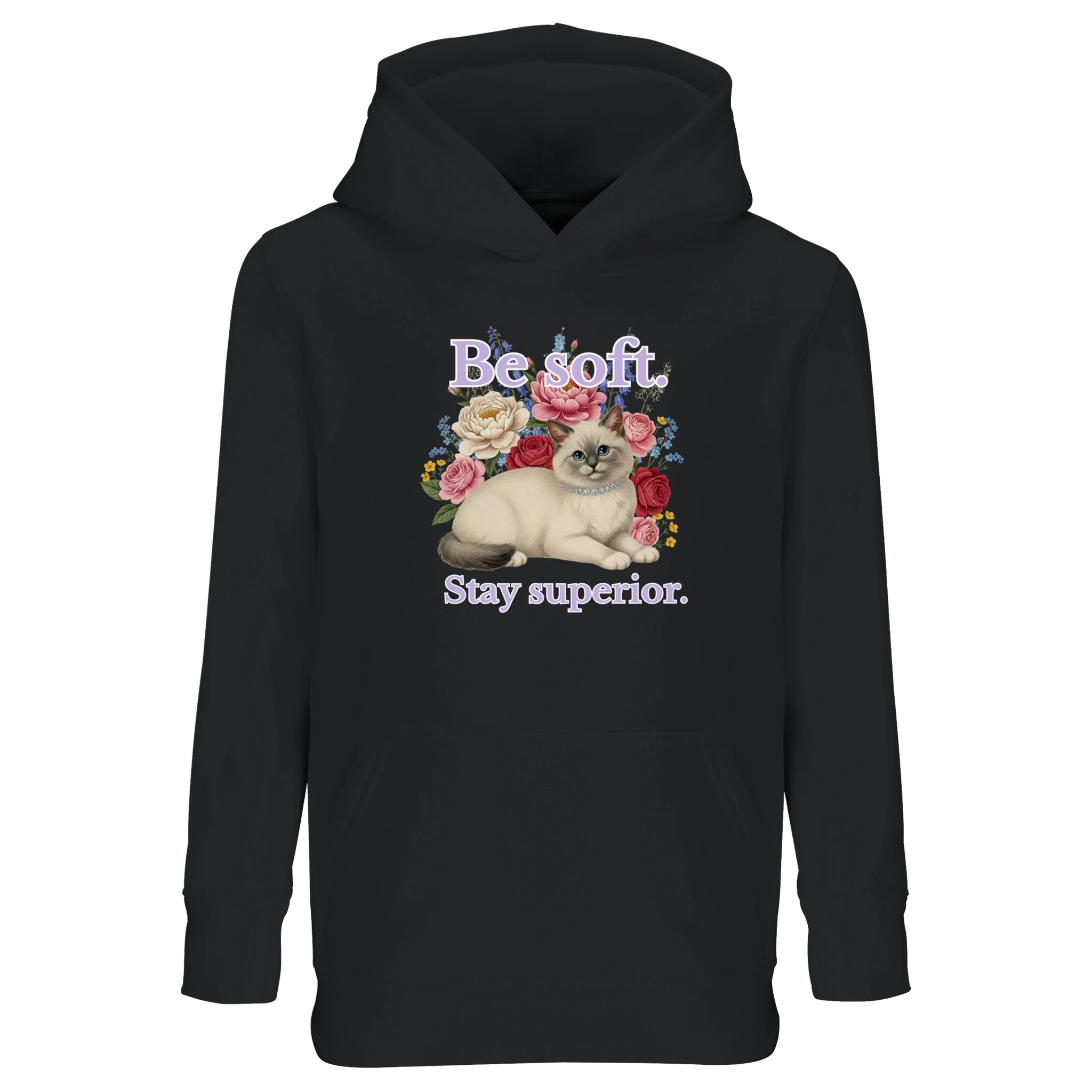 kids hoodie with be soft stay superior cat design – cozy children’s cat lover sweatshirt