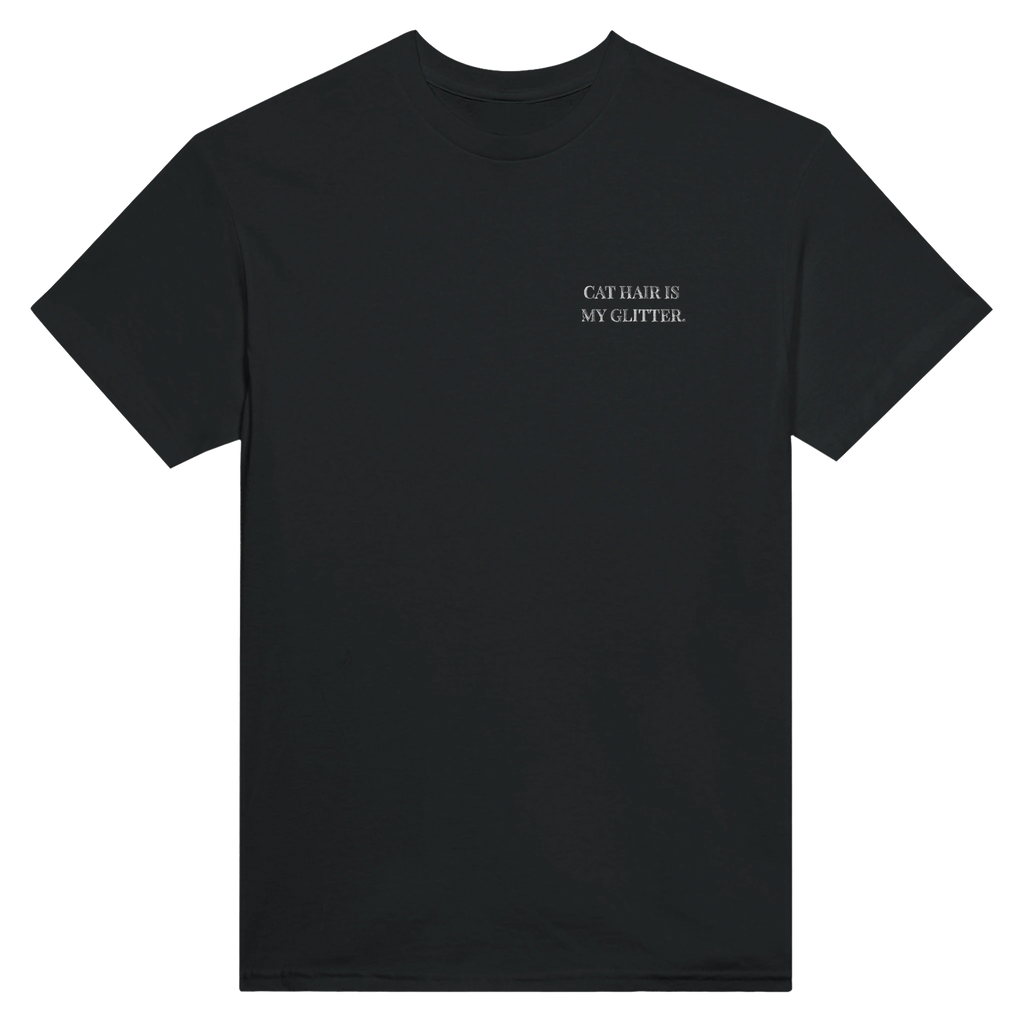 embroidered cat hair is my glitter t-shirt – funny embroidered cat lover tee
