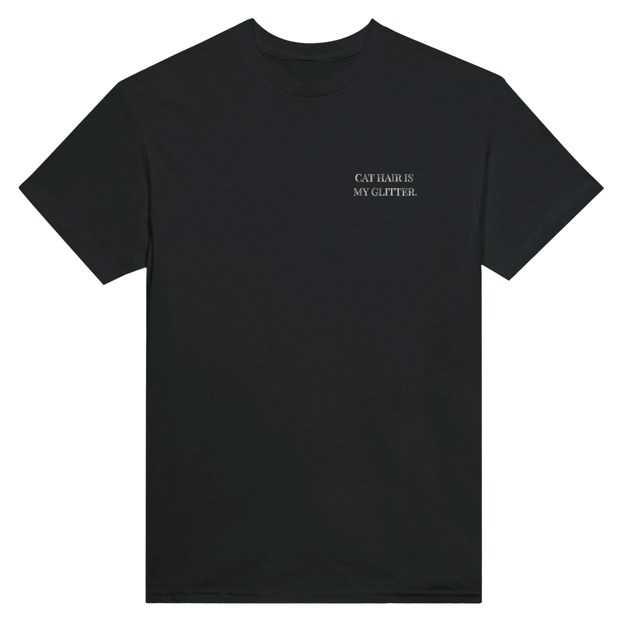 embroidered cat hair is my glitter t-shirt – funny embroidered cat lover tee