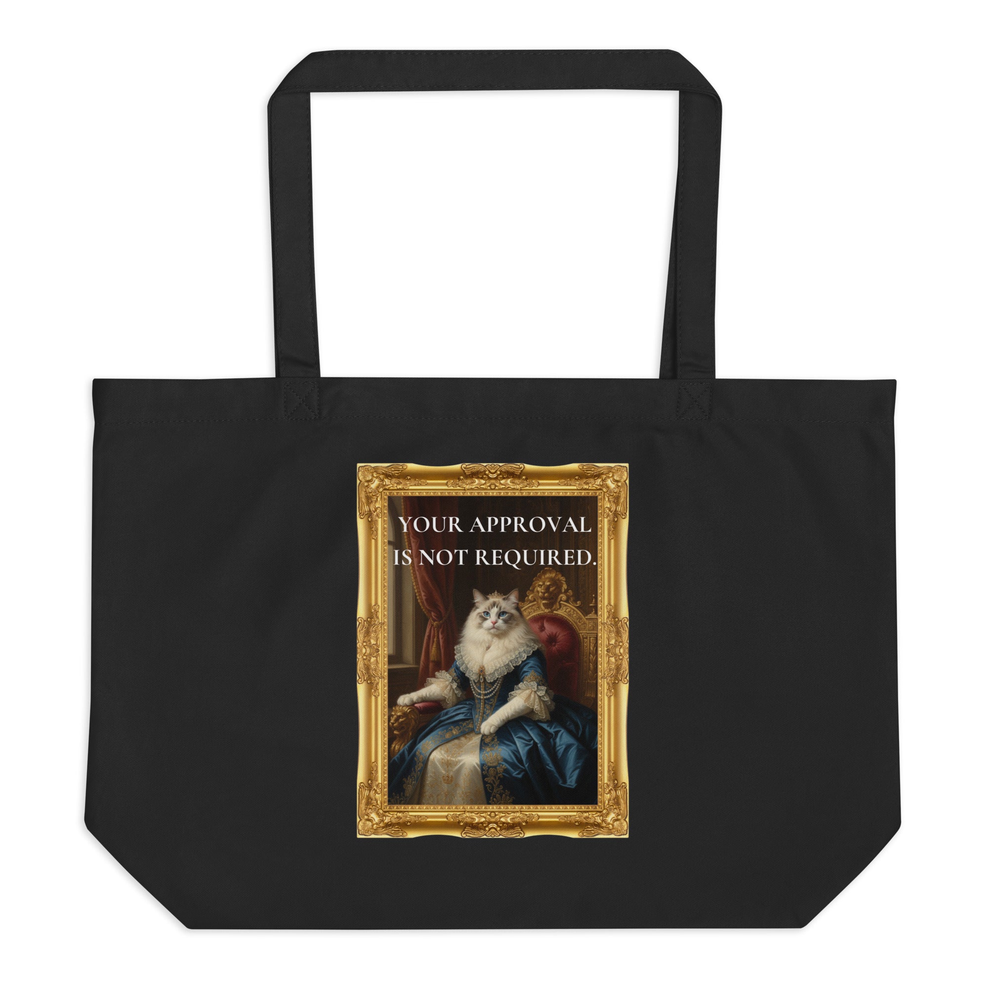 “your approval is not required organic tote bag – aesthetic minimalist cat-themed tote