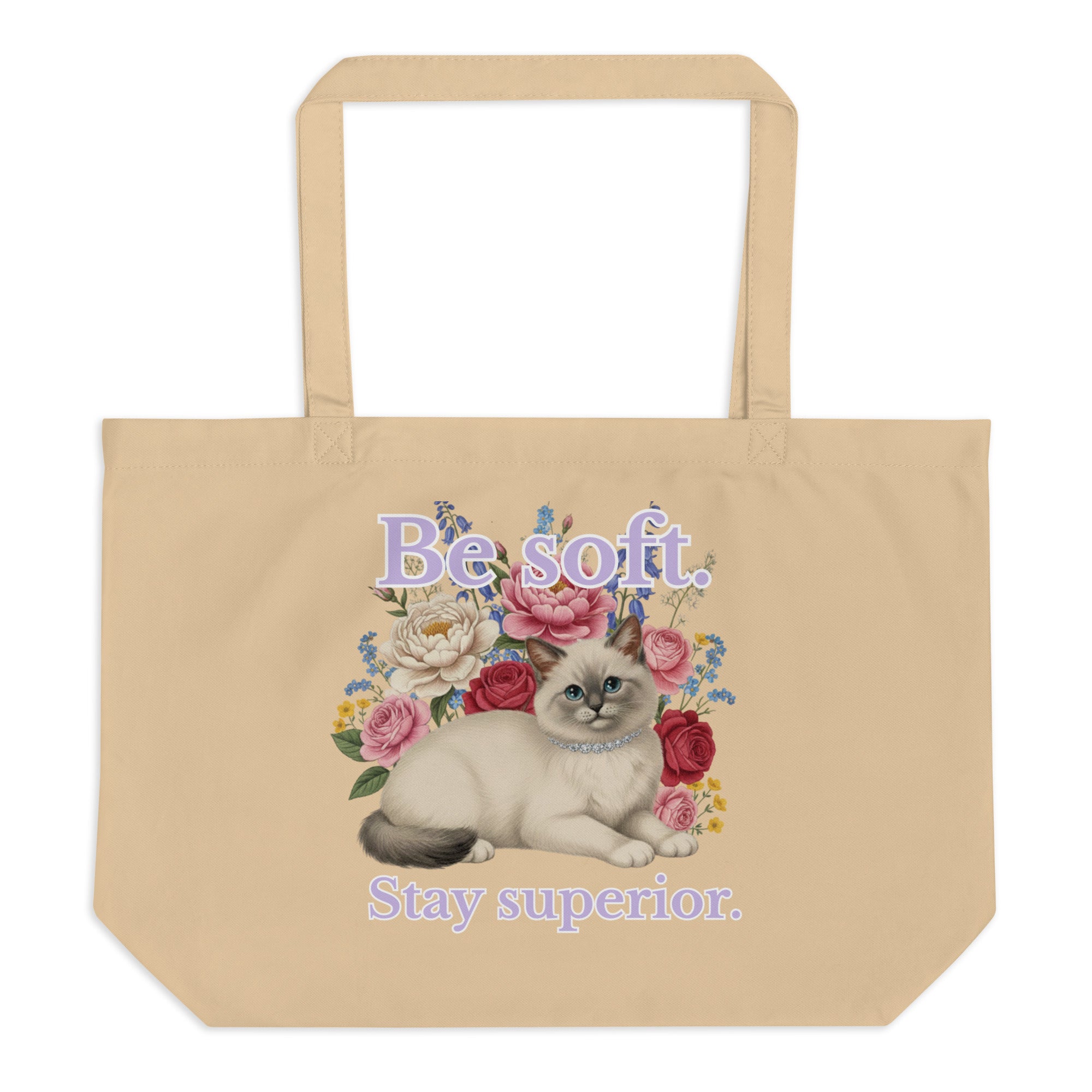 arge organic tote bag with be soft stay superior cat design – minimalist aesthetic cat tote