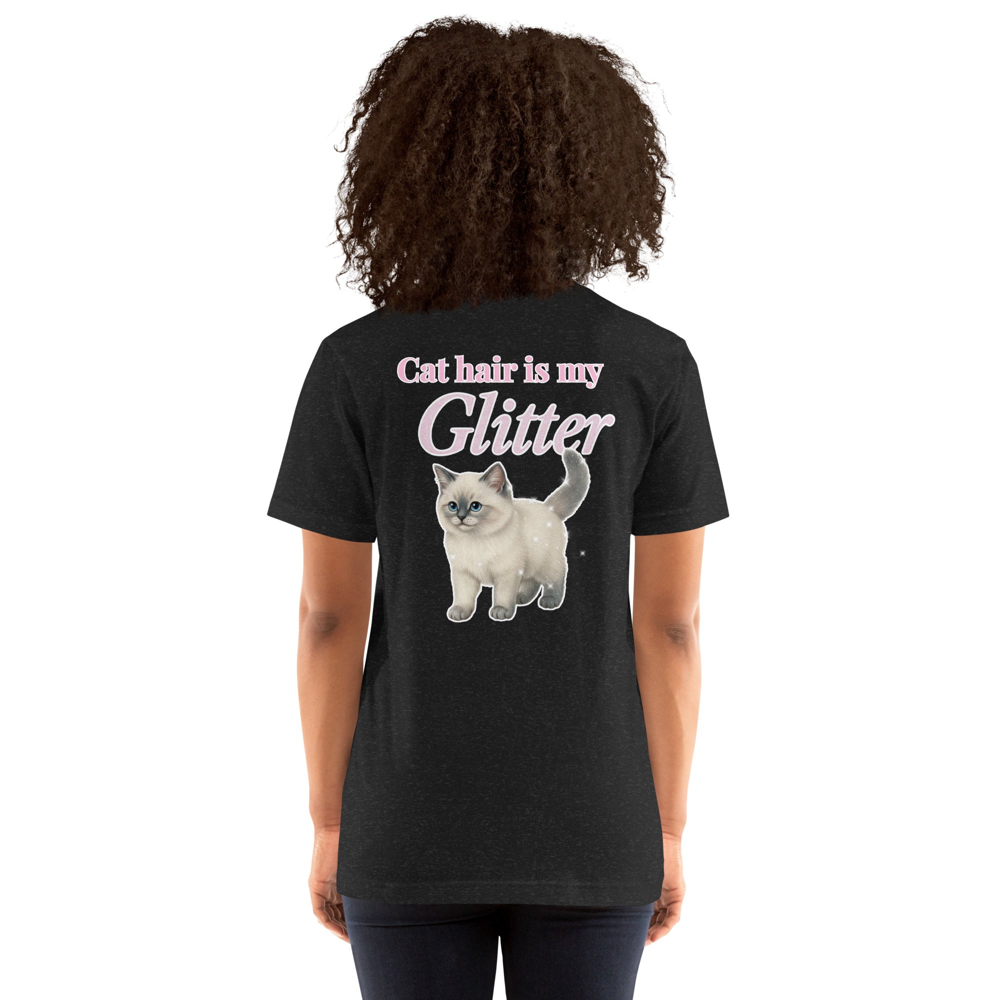 cat hair is my glitter t-shirt – funny unisex cat lover shirt with playful graphic black